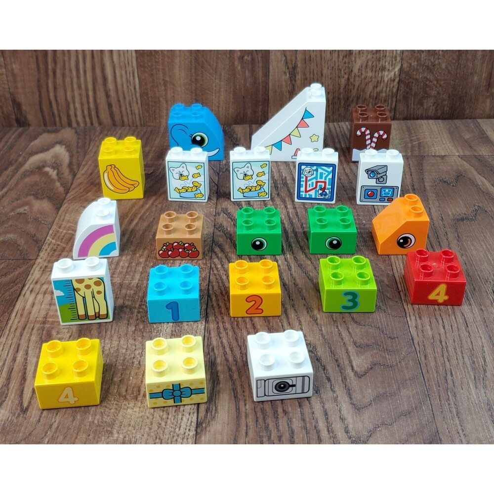 Lego Duplo Mixed Picture Printed Eye Number Bricks Blocks Lot of 21